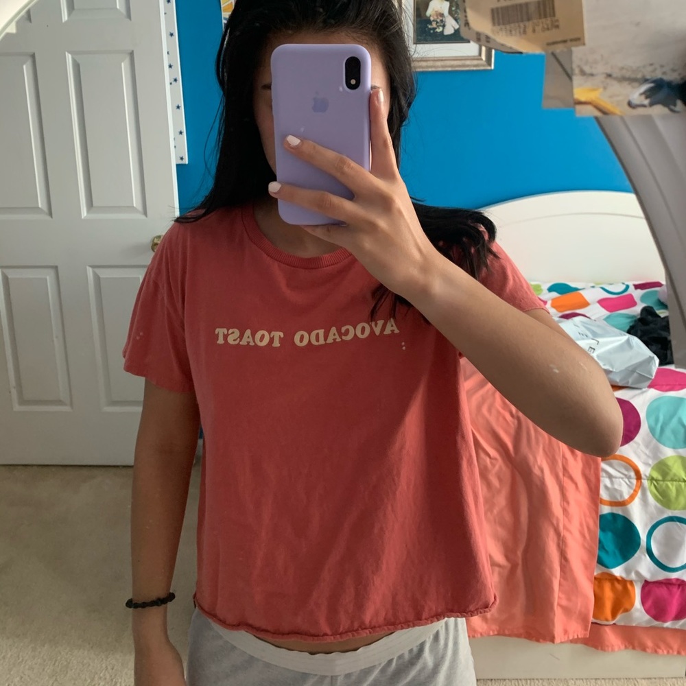 coral/ pink PACSUN avocado toast soft tshirt